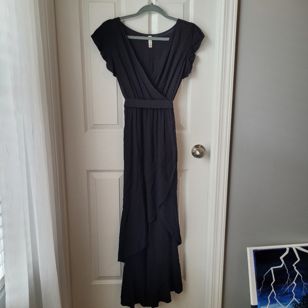 Black faux wrap dress